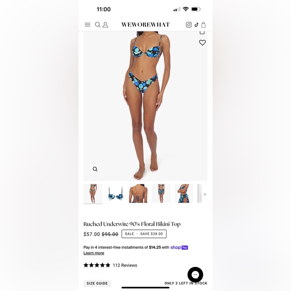 WEWOREWHAT Blue Black Floral 3 Piece Retro Fit Sarong Bikini Set A20 - Picture 3 of 15